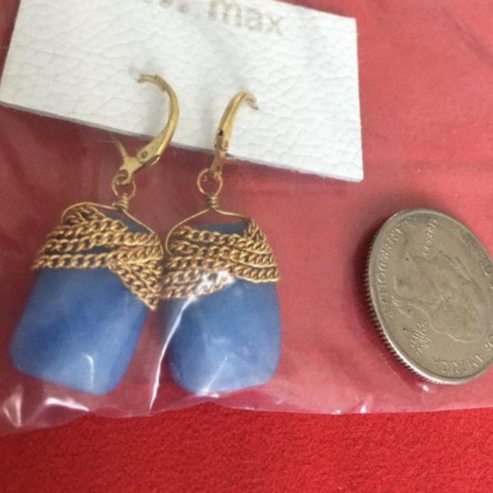 gold- wrapped blue stone earrings